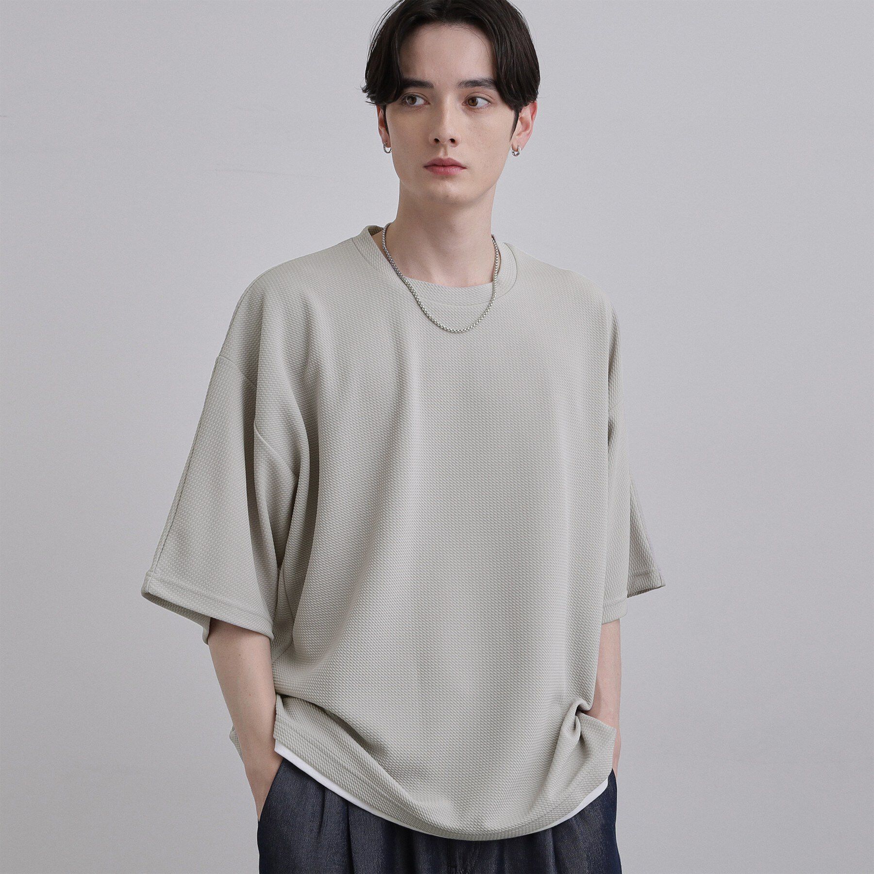 tk.TAKEO KIKUCHI「【ネックレス付】ドルマンカットソー」|Tシャツ・カットソー|ライトグレー(011