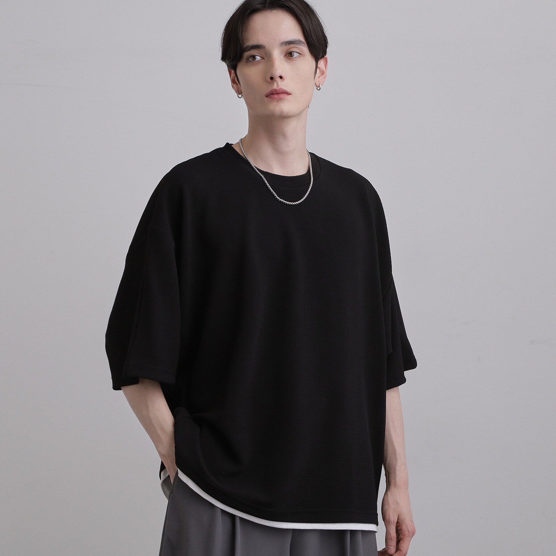 tk.TAKEO KIKUCHI「【ネックレス付】ドルマンカットソー」|Tシャツ・カットソー|ブラック(019)