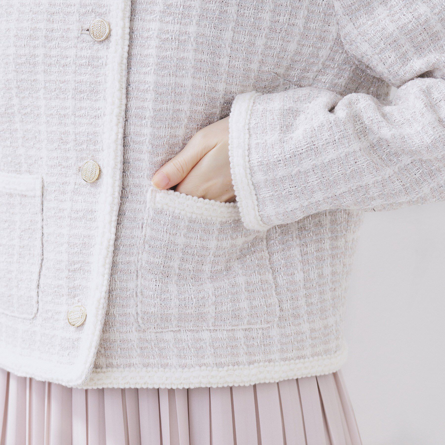 index「ファンシーツイードノーカラージャケット【洗える】」|ノーカラージャケット|