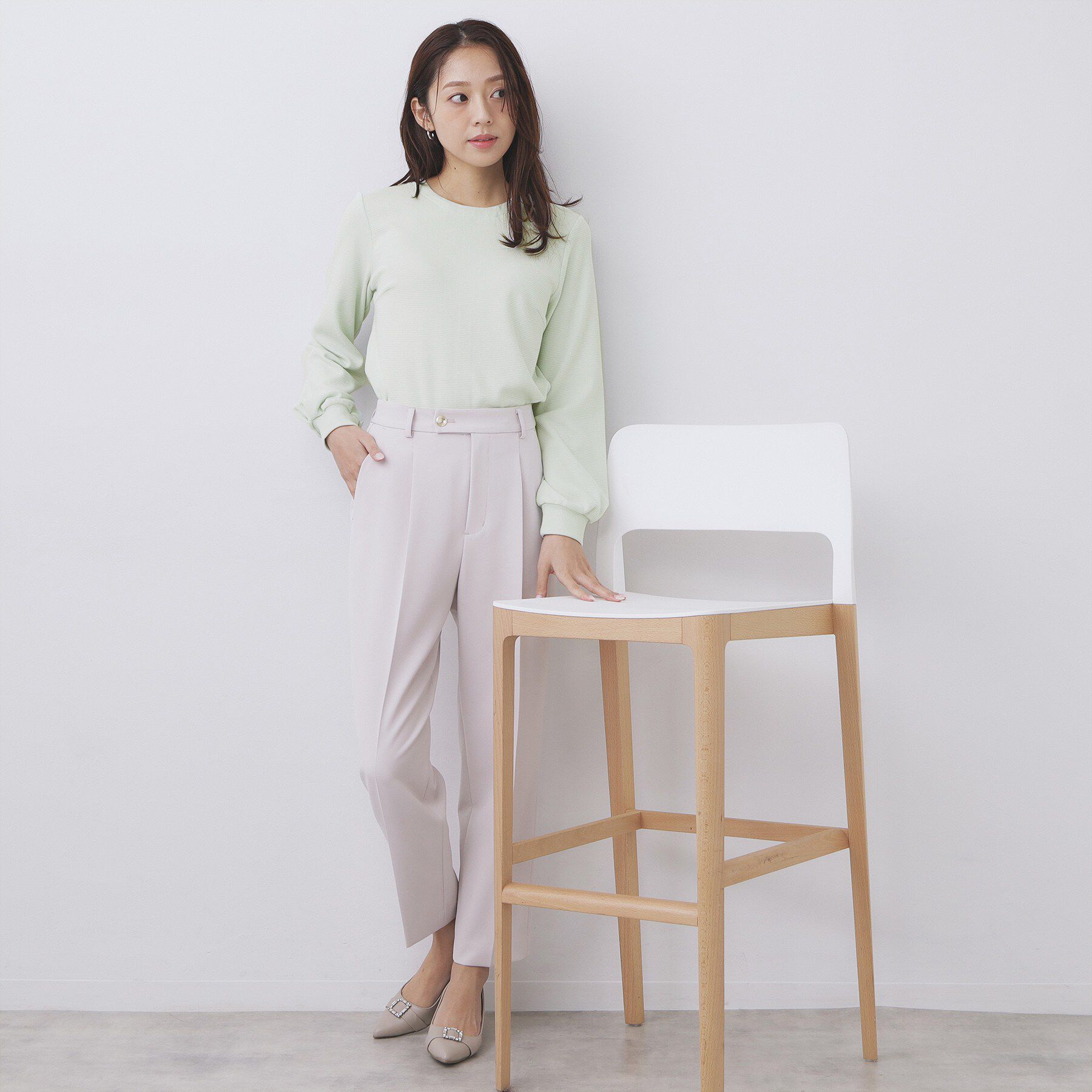 index「レース衿付きピケジャージトップス【洗濯機OK】」|Tシャツ・カットソー|