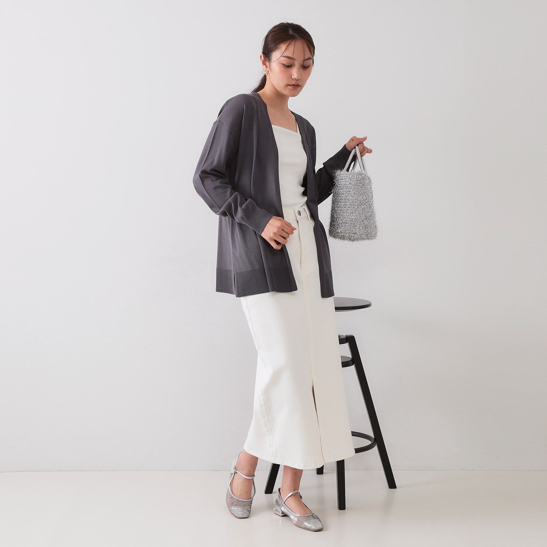 OPAQUE.CLIP「ミドル丈トッパーニットカーディガン【洗濯機洗い可/接触冷感/抗ピル】」|カーディガン|