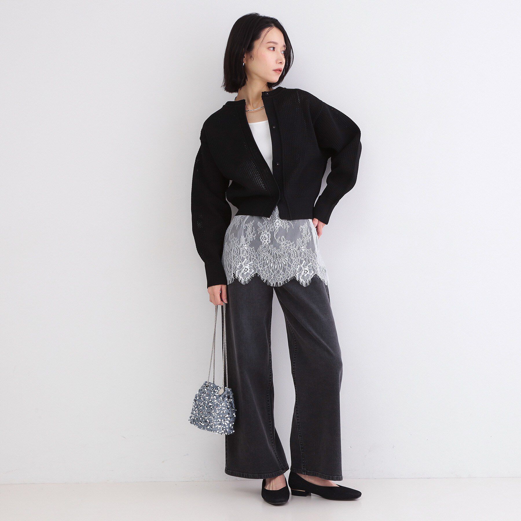 OPAQUE.CLIP「メッシュニットカーディガン【洗濯機OK】」|カーディガン|