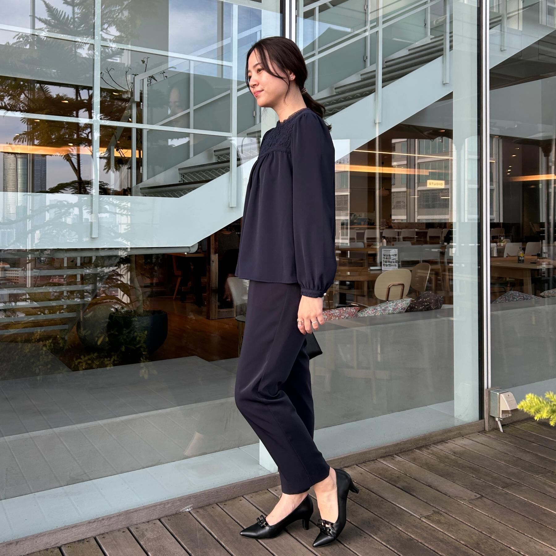 Couture broach「【ハレの日・通勤】レースドッキング ブラウス」|シャツ・ブラウス|