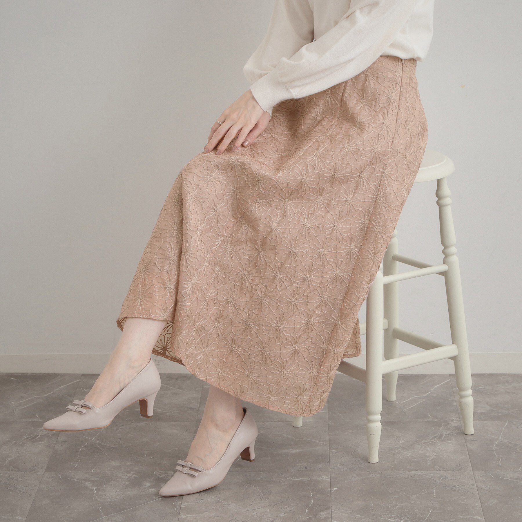 Couture broach「【洗える・着映え・通勤】フラワーエンブロスカート」|スカート|ピンク(471)