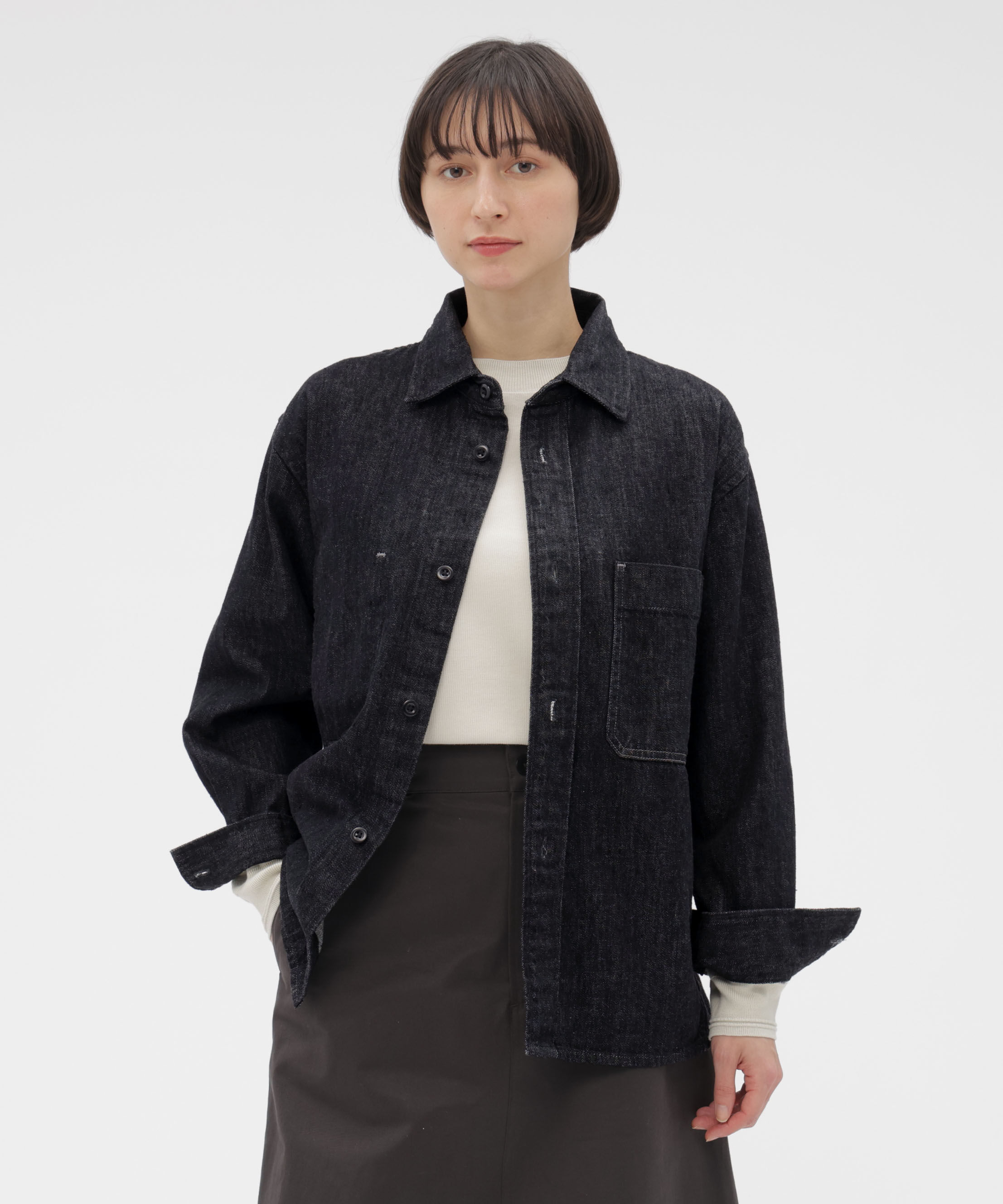 MHL.「CANTON BLACK LIGHT DENIM SHIRT」|シャツ・ブラウス|BLACK