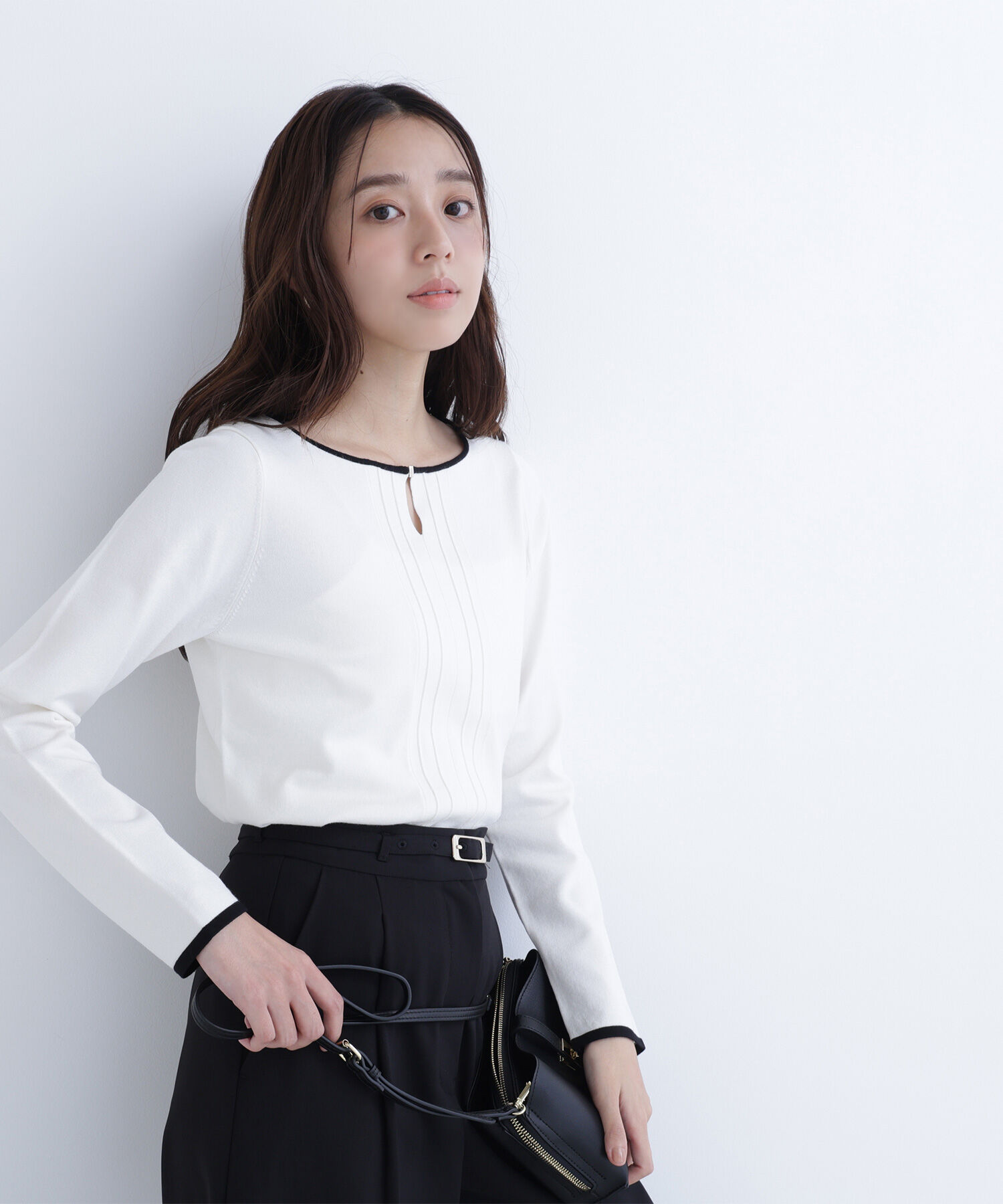  「バイカラーフロントタックニット」|ニット・セーター|