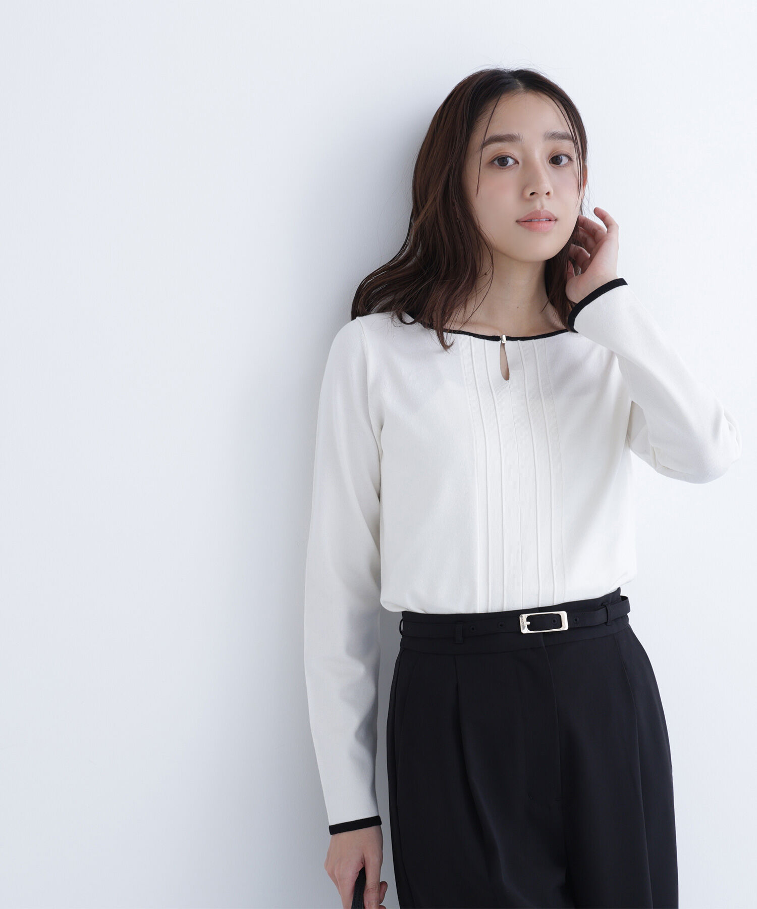  「バイカラーフロントタックニット」|ニット・セーター|