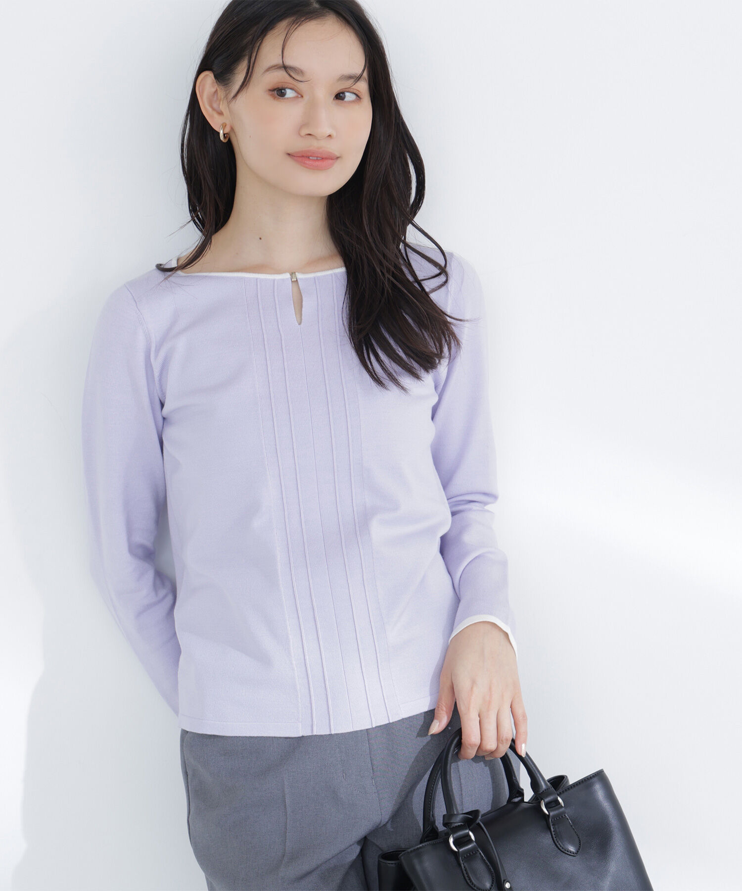  「バイカラーフロントタックニット」|ニット・セーター|