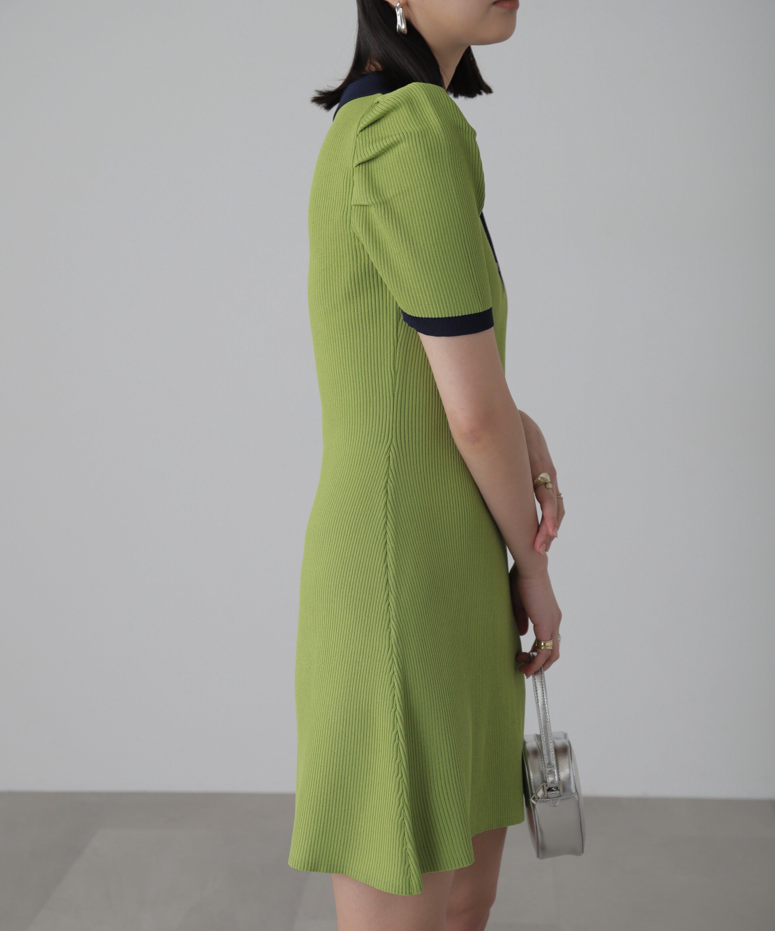 「配色半袖ポロワンピース」|ワンピース|