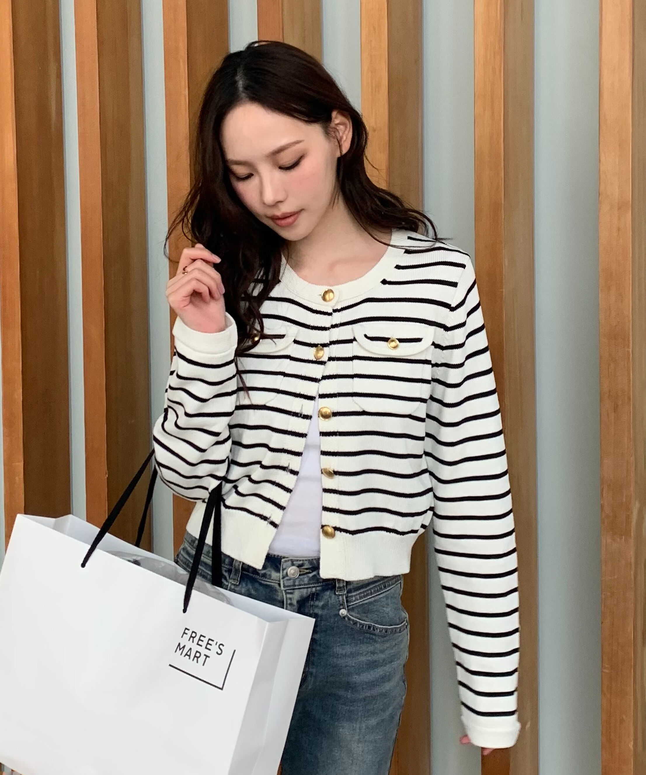  「フロントポケット金ボタンニットカーディガン」|ニット・セーター|オフベースボ 1