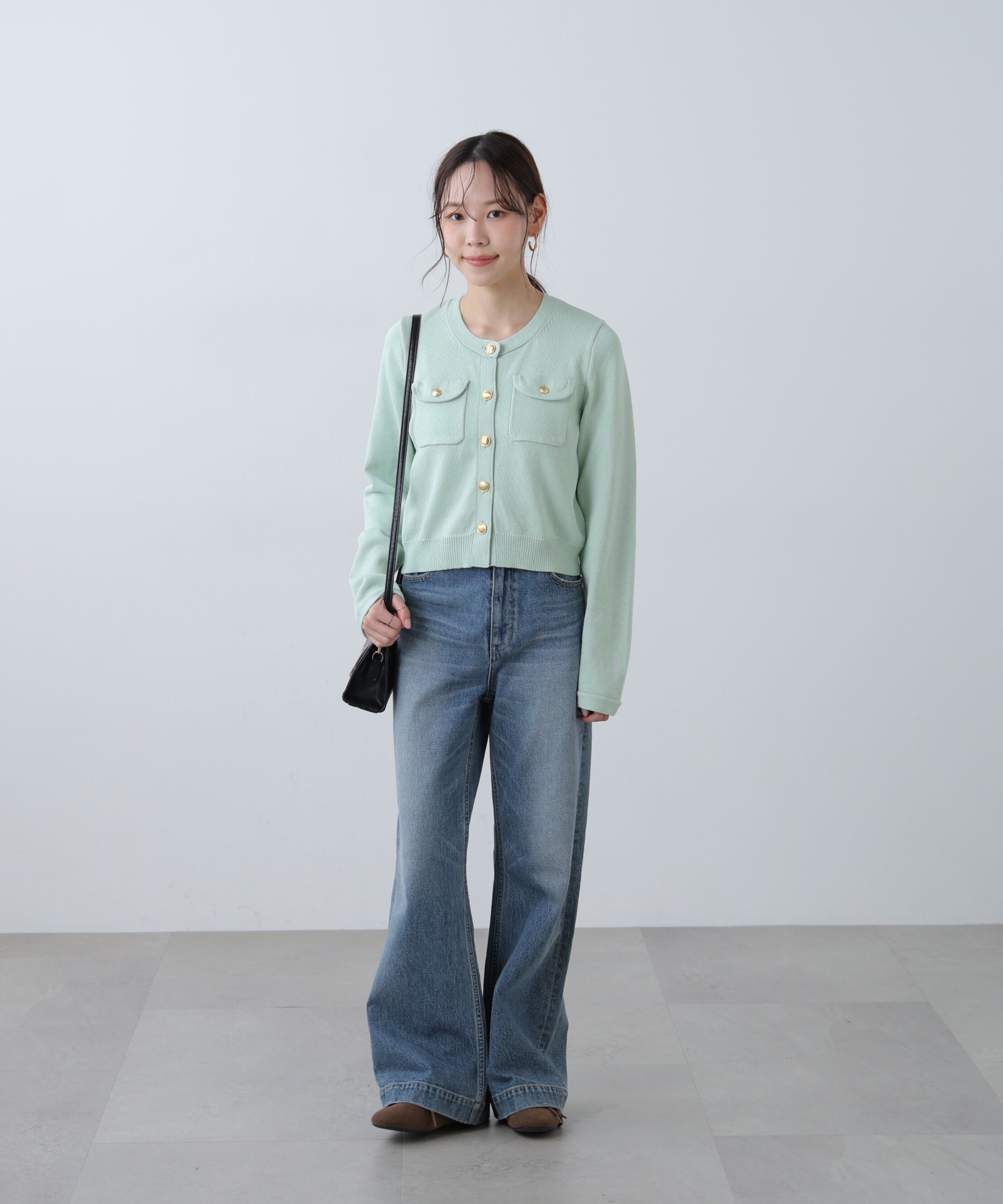  「フロントポケット金ボタンニットカーディガン」|ニット・セーター|