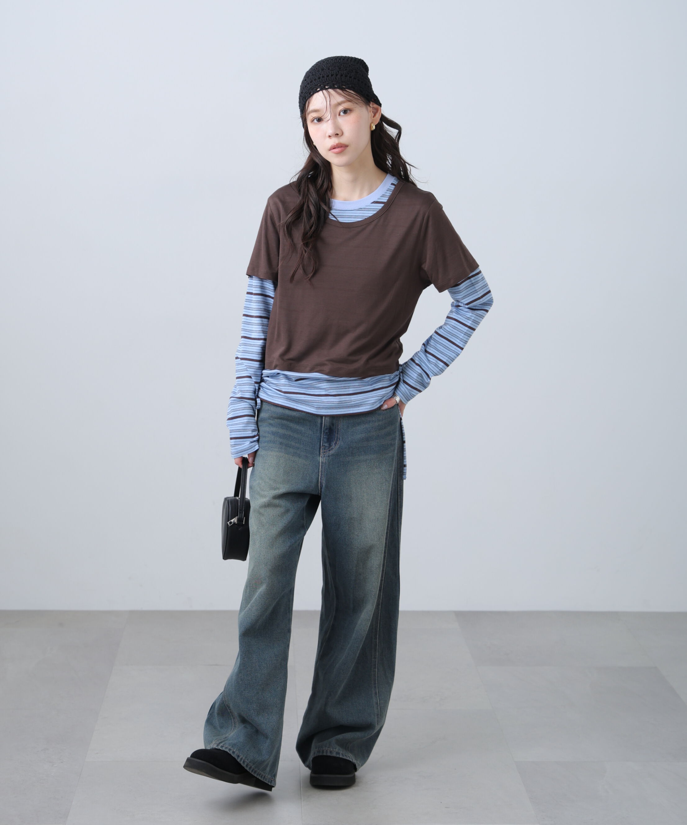  「シアーTシャツレイヤードボーダーロンT」|Tシャツ・カットソー|