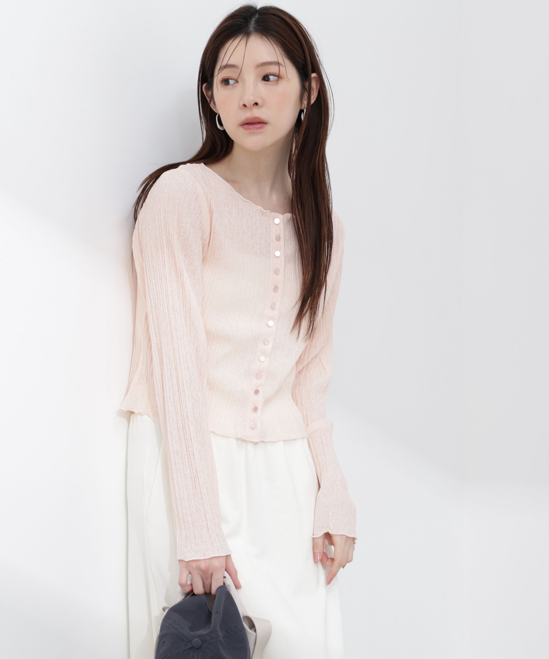 PROPORTION BODY DRESSING「〈a/mie〉前後2wayプリーツカットソーカーディガン 26SS」|Tシャツ・カットソー|