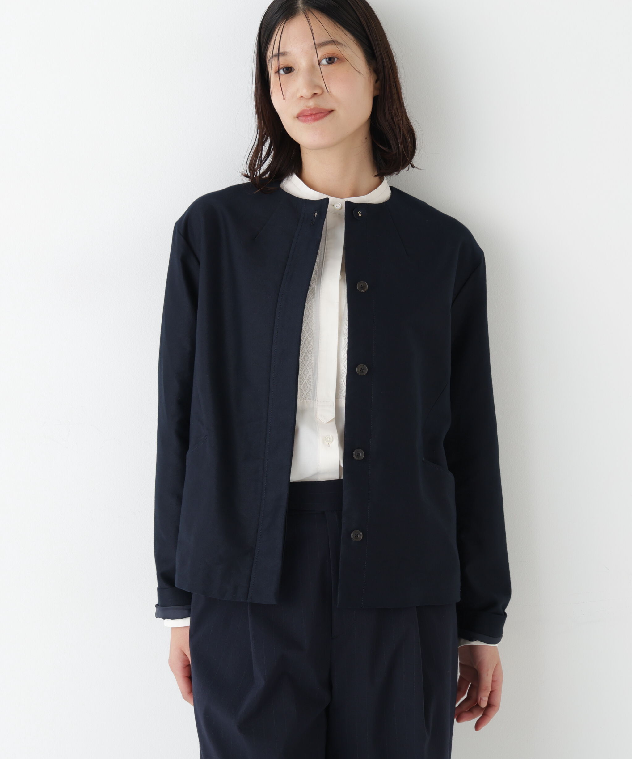  「◆《ウォッシャブル》ライトモールスキンノーカラージャケット」|ブルゾン・スタジャン|