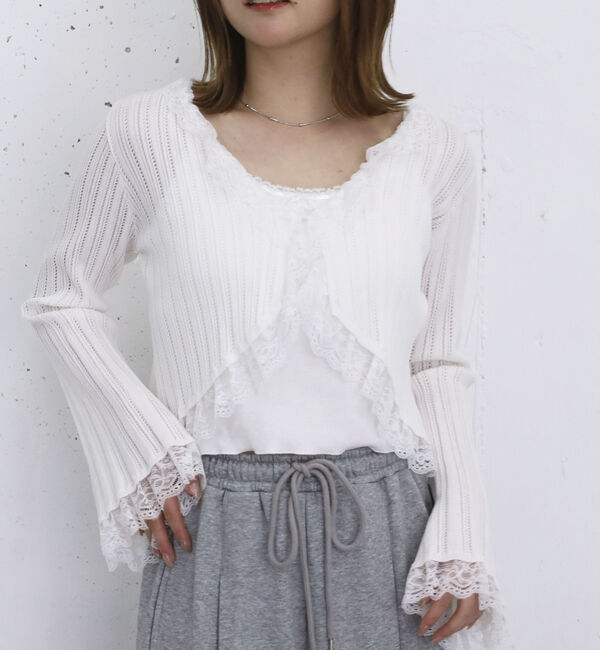 archives「レーストリム透かしニットカーディガン」|カーディガン|OFF WHITE