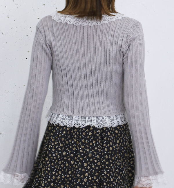 archives「レーストリム透かしニットカーディガン」|カーディガン|