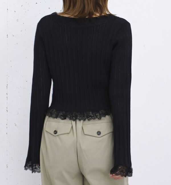 archives「レーストリム透かしニットカーディガン」|カーディガン|