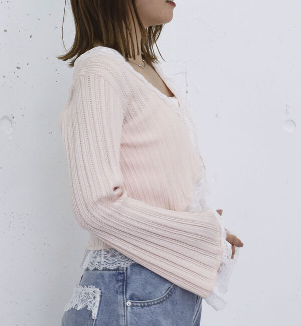 archives「レーストリム透かしニットカーディガン」|カーディガン|