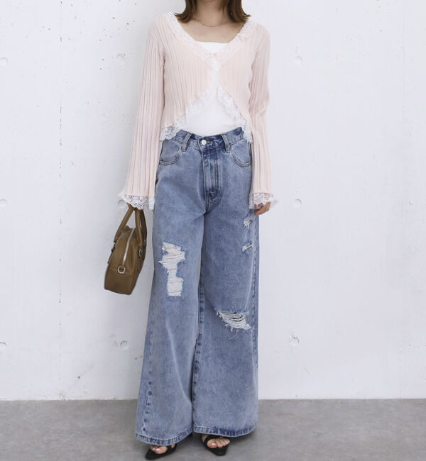 archives「レーストリム透かしニットカーディガン」|カーディガン|