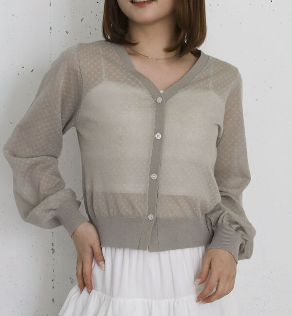 archives「ドットシアーショートニットカーディガン」|カーディガン|GRAY