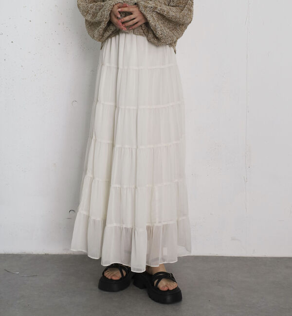 archives「シアー楊柳ボリュームティアードスカート」|スカート|IVORY