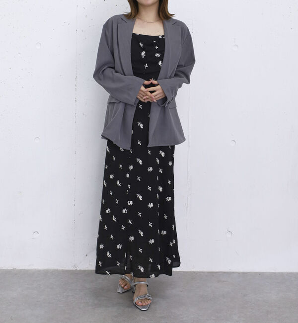 archives「タックドレープ花柄刺繍キャミワンピース」|ワンピース|BLACK