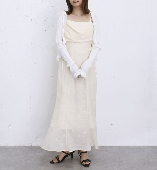 archives「タックドレープ花柄刺繍キャミワンピース」|ワンピース|IVORY