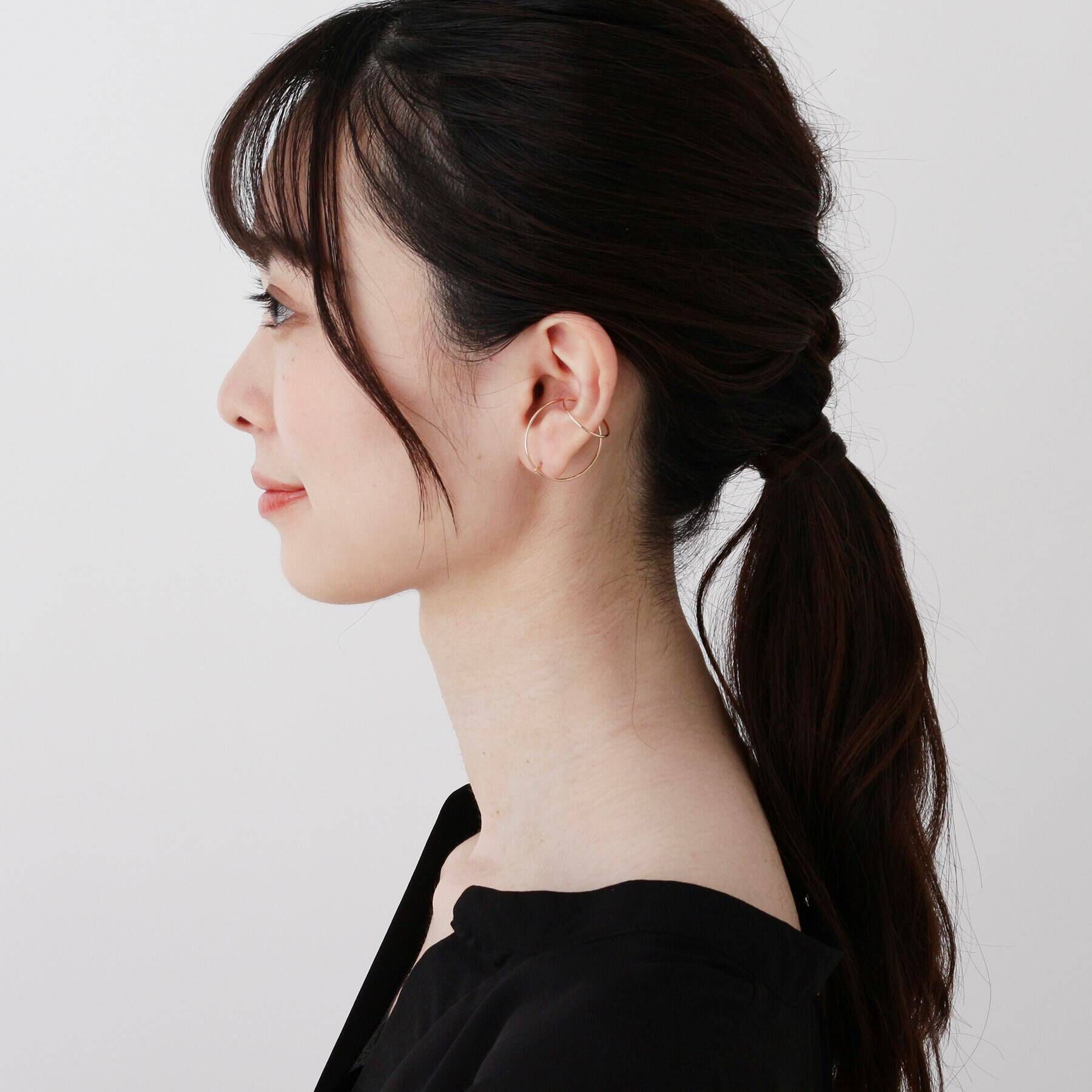 COCOSHNIK「K10ダブルフープ イヤーカフピアス（片耳用）」|ピアス|