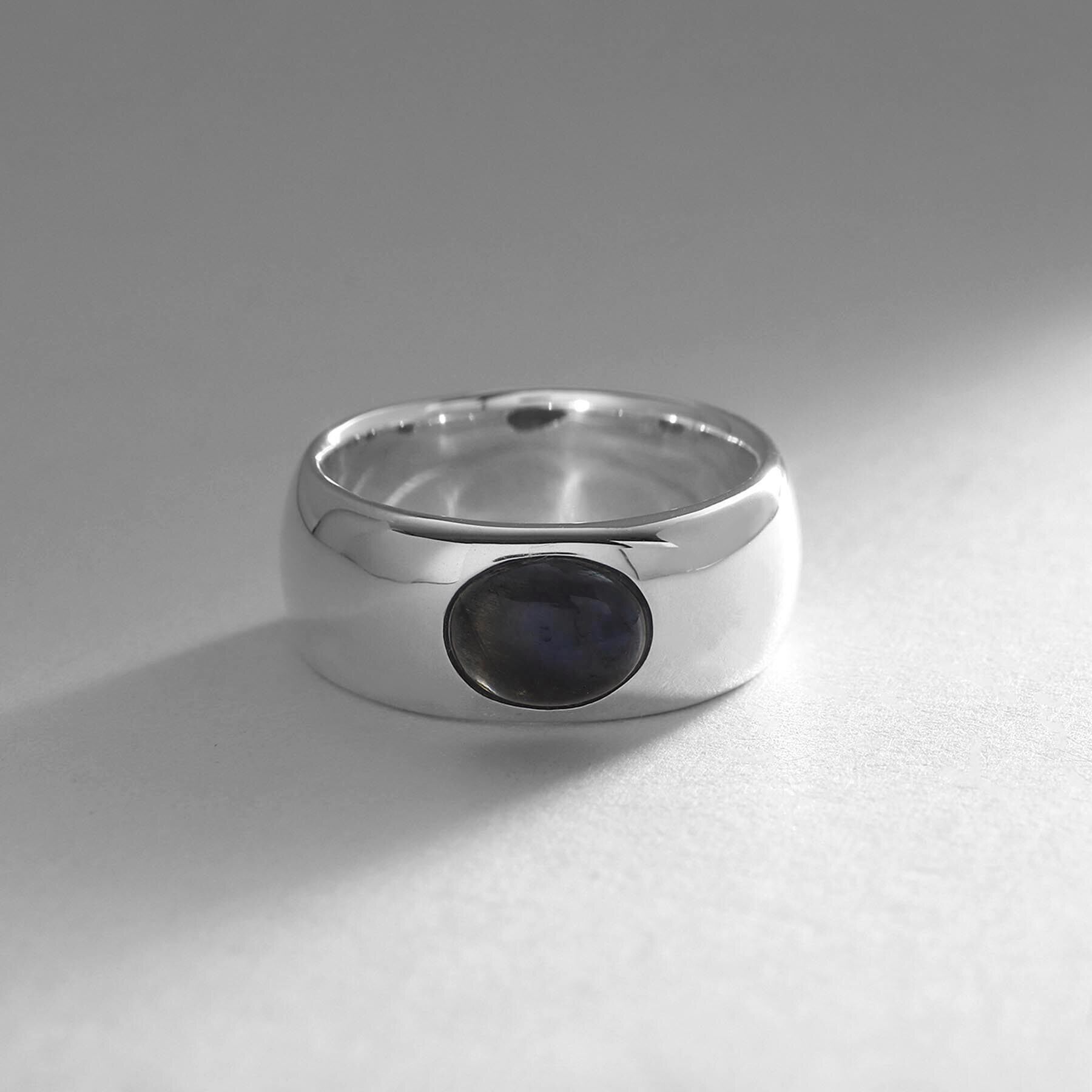 COCOSHNIK ONKITSCH「シルバー カラーストーン（ブラックラブラドライト）ワイドリング」|リング|