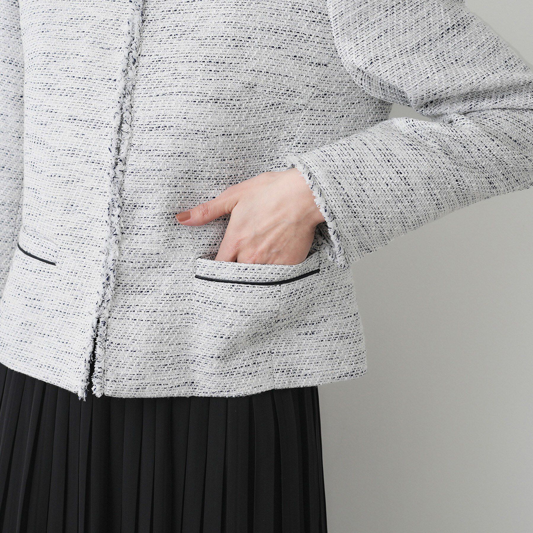 Dessin「ツイードクルーネックジャケット」|ノーカラージャケット|