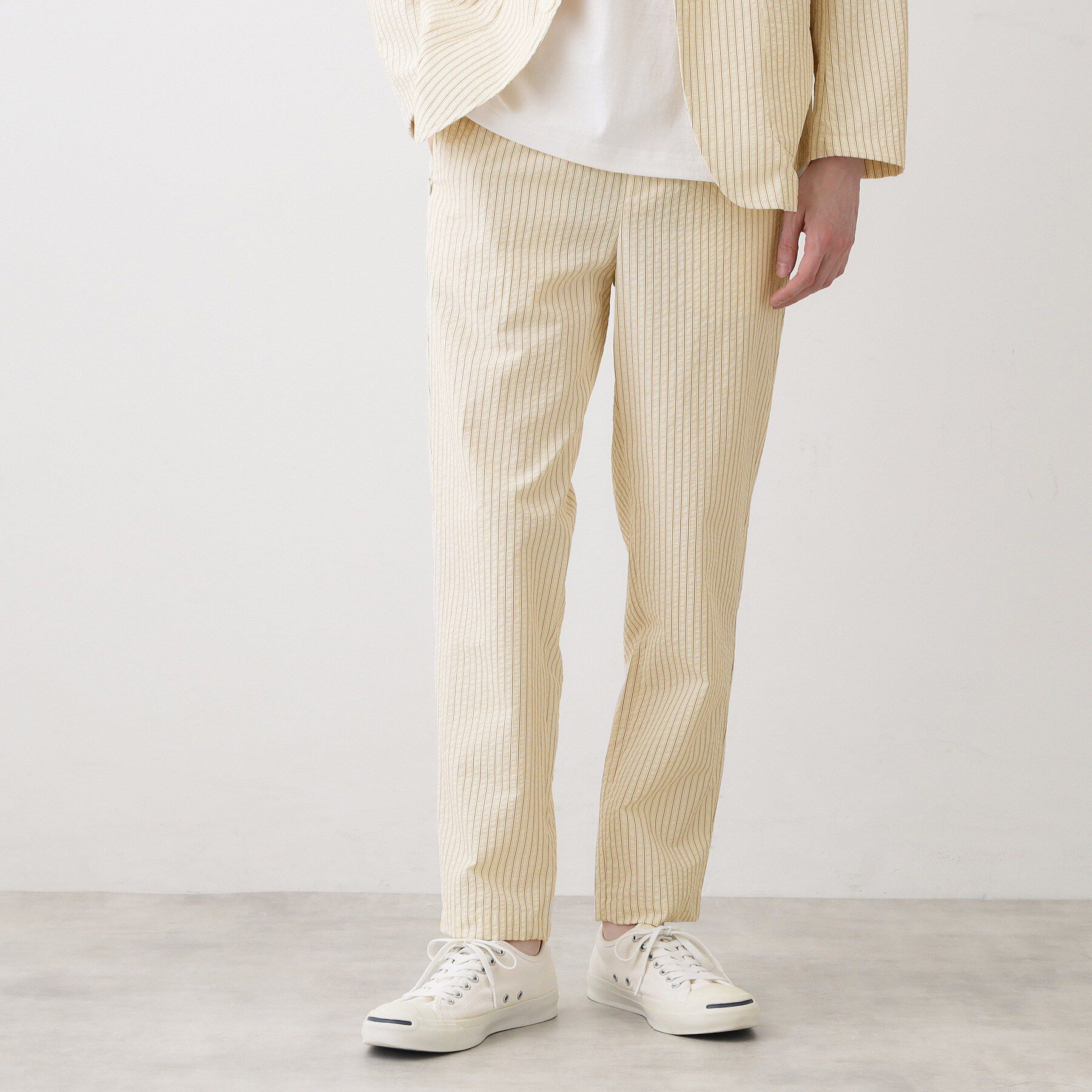 Dessin「サッカー素材 テーパードパンツ」|その他|キャメルブラウン(3