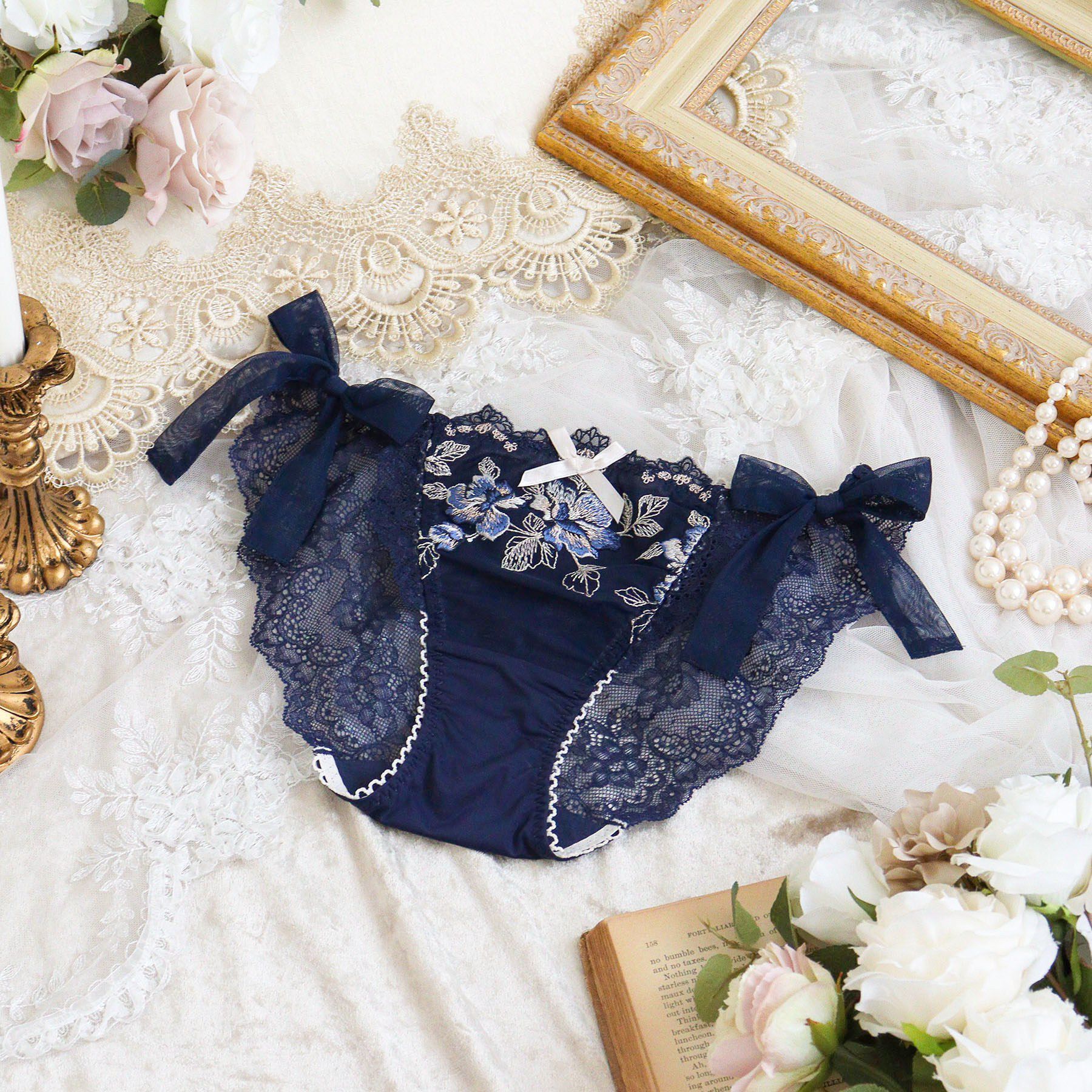 Risa Magli「マルレーン リボンショーツ」|インナー|ネイビー(094)