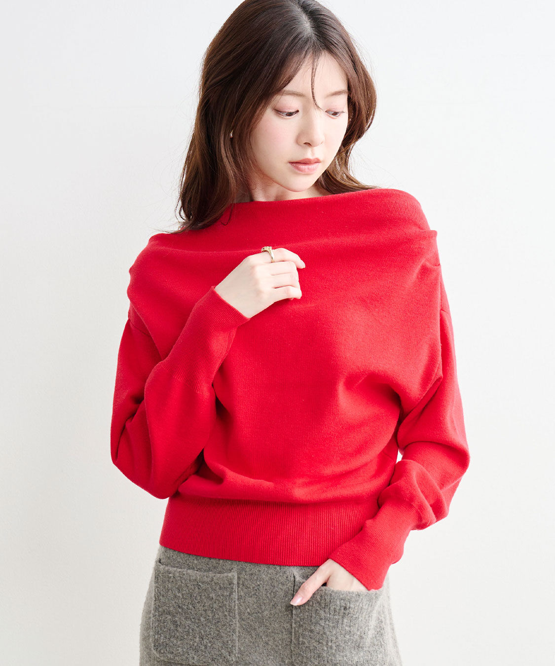 COCO DEAL「ドレープオフショルニット」|ニット・セーター|