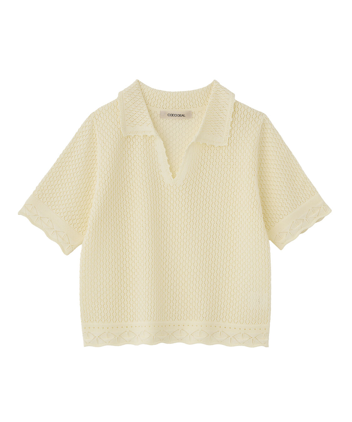 COCO DEAL「レース編みスキッパーニット」|ニット・セーター|イエロー