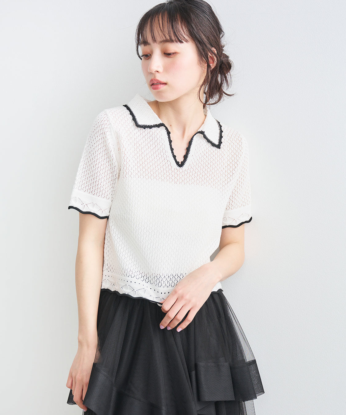 COCO DEAL「レース編みスキッパーニット」|ニット・セーター|