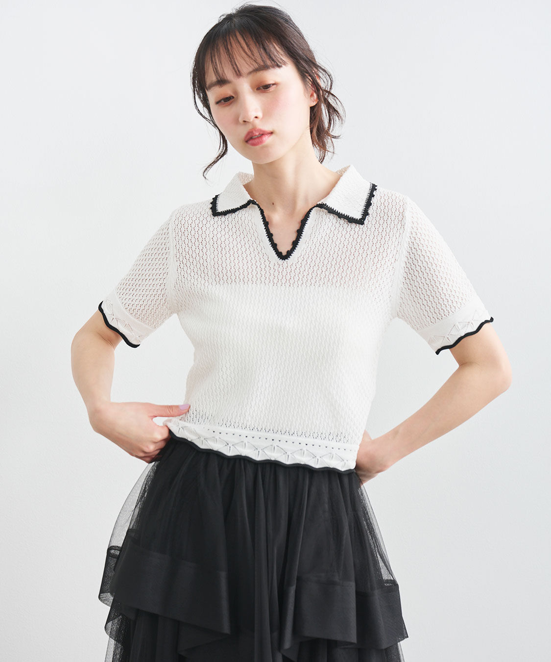 COCO DEAL「レース編みスキッパーニット」|ニット・セーター|