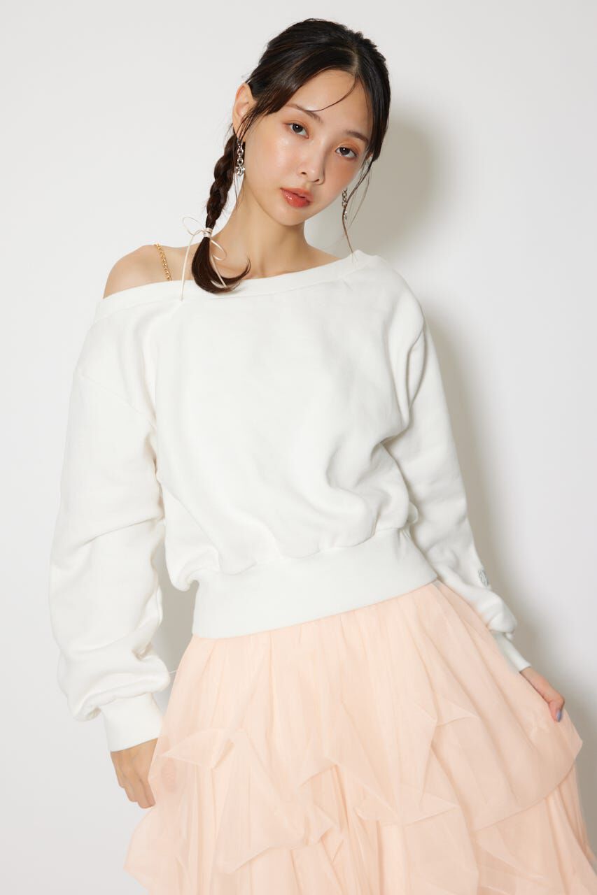 rienda「ワンショルダーボリュームスウェットトップス」|Tシャツ・カットソー|WHT