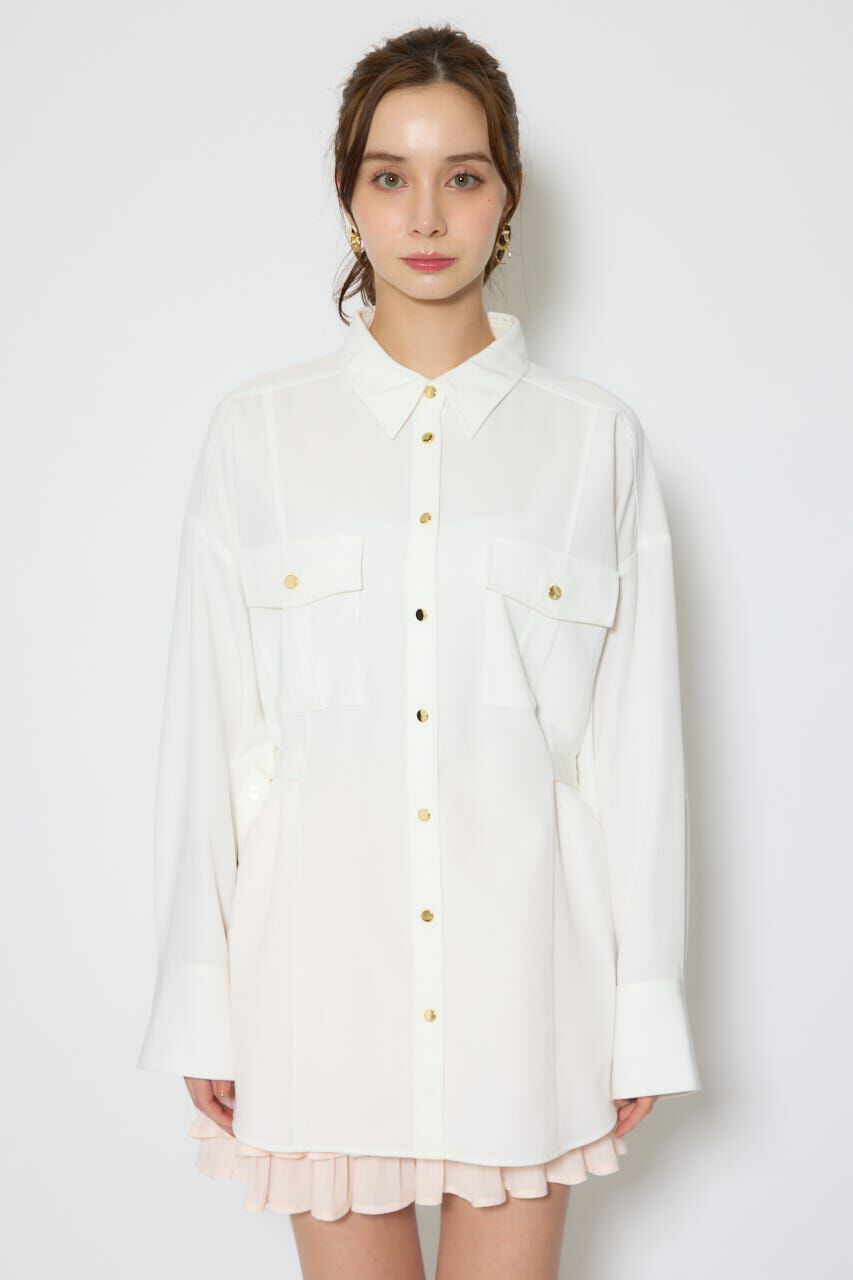 rienda「ベルトディティールビッグシャツ」|シャツ・ブラウス|