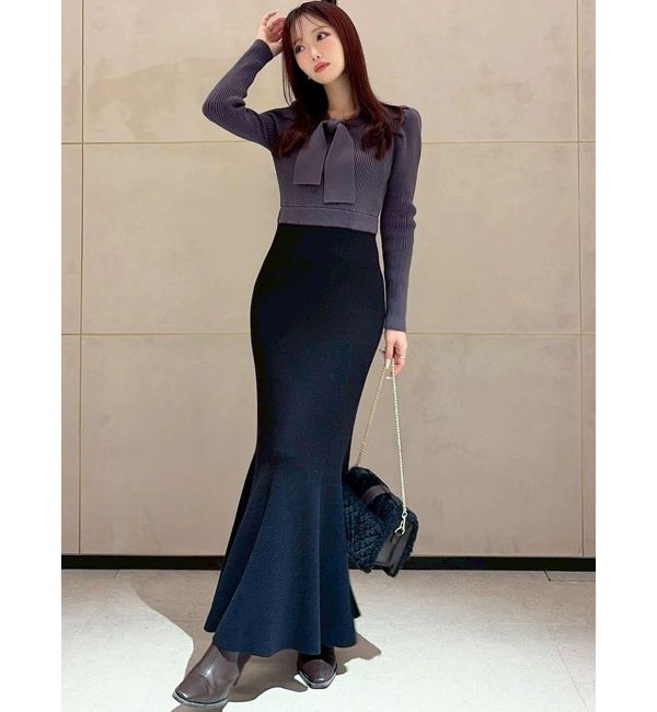 RESEXXY「ボウタイマーメイドニットワンピース」|ワンピース|