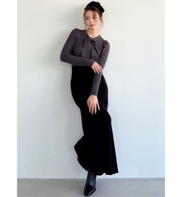 RESEXXY「ボウタイマーメイドニットワンピース」|ワンピース|