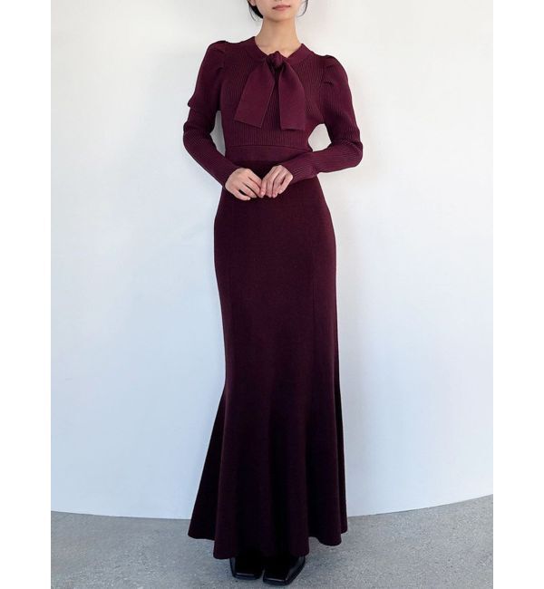 RESEXXY「ボウタイマーメイドニットワンピース」|ワンピース|レッド