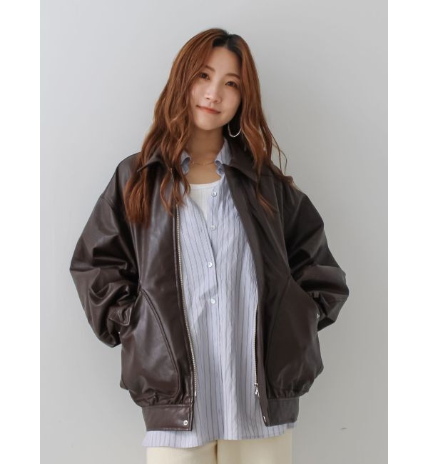Ungrid「ポケットデザインフェイクレザーブルゾン」|ブルゾン・スタジャン|