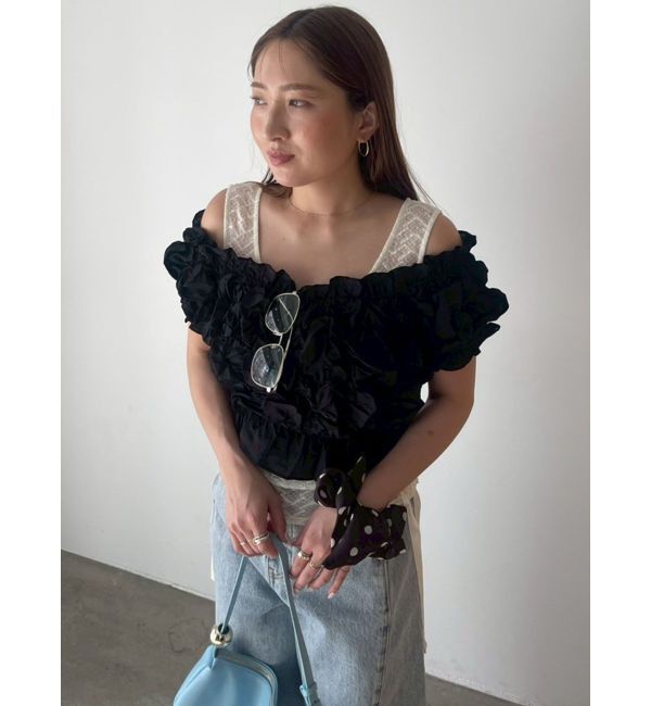 LAGUNAMOON「LADYシャーリングブラウスパンツドレス」|ドレス|