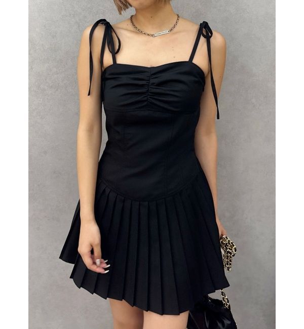 EVRIS「ショルダーリボンプリーツミニワンピース」|ワンピース|