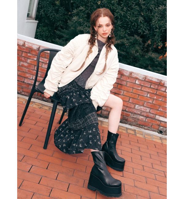 EVRIS「ボリュームギャザーショートMA-1」|ブルゾン・スタジャン|