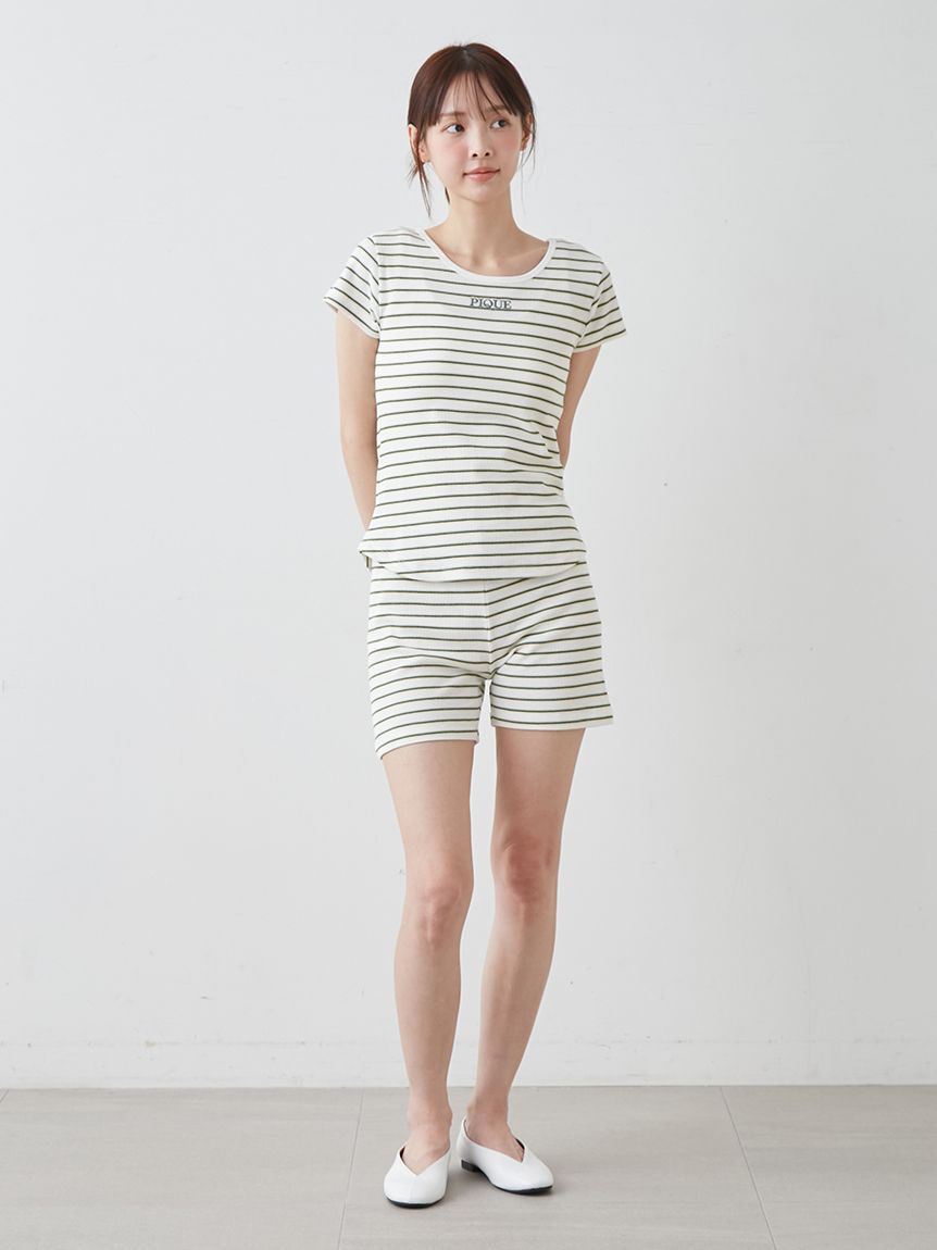 gelato pique「【接触冷感】ワッフルボーダーショートパンツ」|ルームウェア|