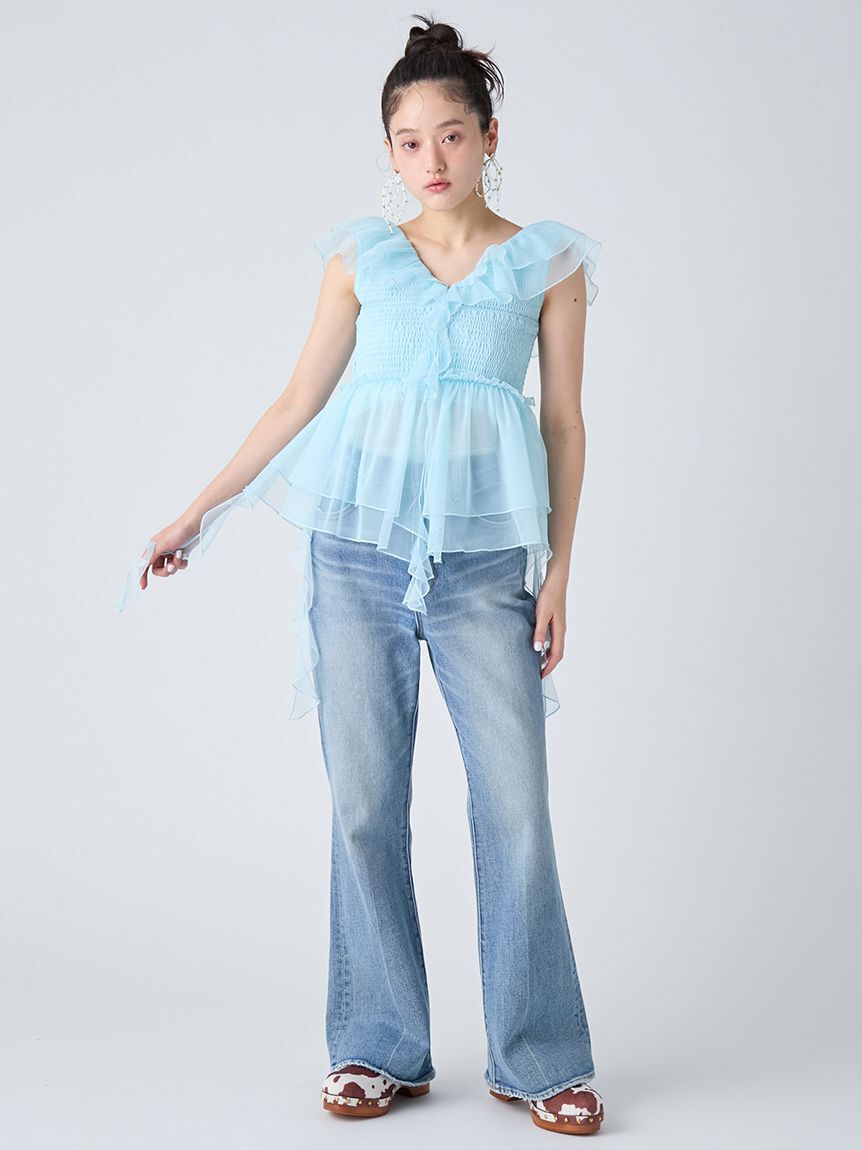 LILY BROWN「パピヨンチュールフリルトップス」|シャツ・ブラウス|