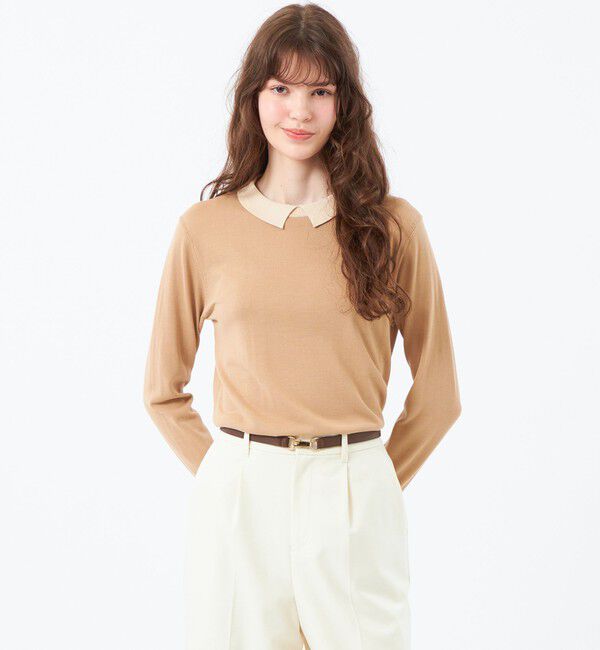 MACKINTOSH PHILOSOPHY「【Bicolor Knit Polo（バイカラーニットポロ）】ロングスリーブ」|ニット・セーター|ベージュ