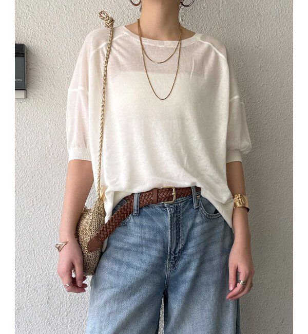 Lbc with Life「シアーニットT」|カーディガン|ホワイト