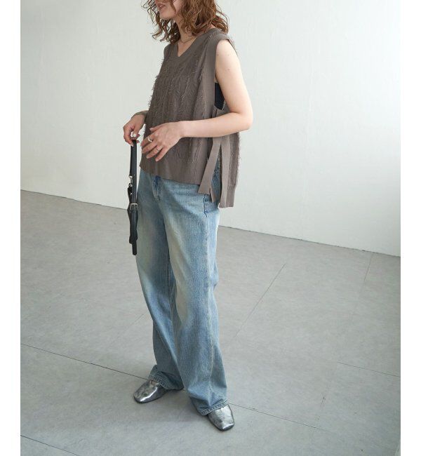 Lbc with Life「フリンジシアーサイドリボンベスト」|ニット・セーター|